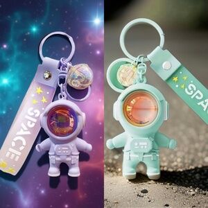 Cute Astronaut Keychains Space Key Chain w/ Light, Purple & Green Astronauts